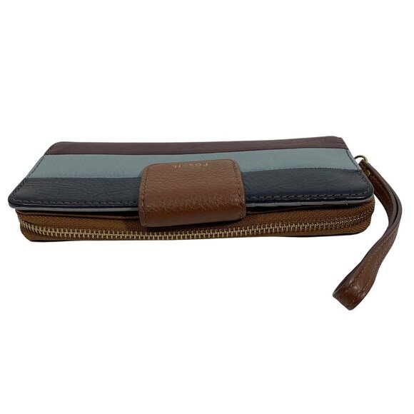 FOSSIL Madison zip clutch wristlet Leather wallet PATCHWORK - Picture 4 of 10